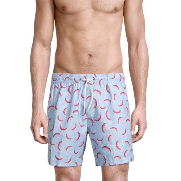 Trunks Surf & Swim Co. Swim Shorts Mens Size L/G Blue Red Hot Chili Pepper - Picture 3 of 16
